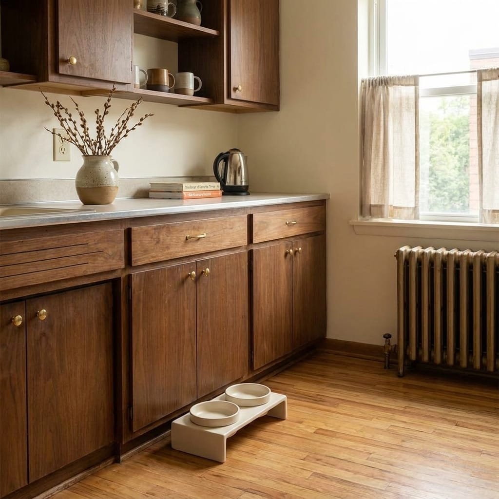 Y YHY Shallow Wide Ceramic Dish in a small modern apartment