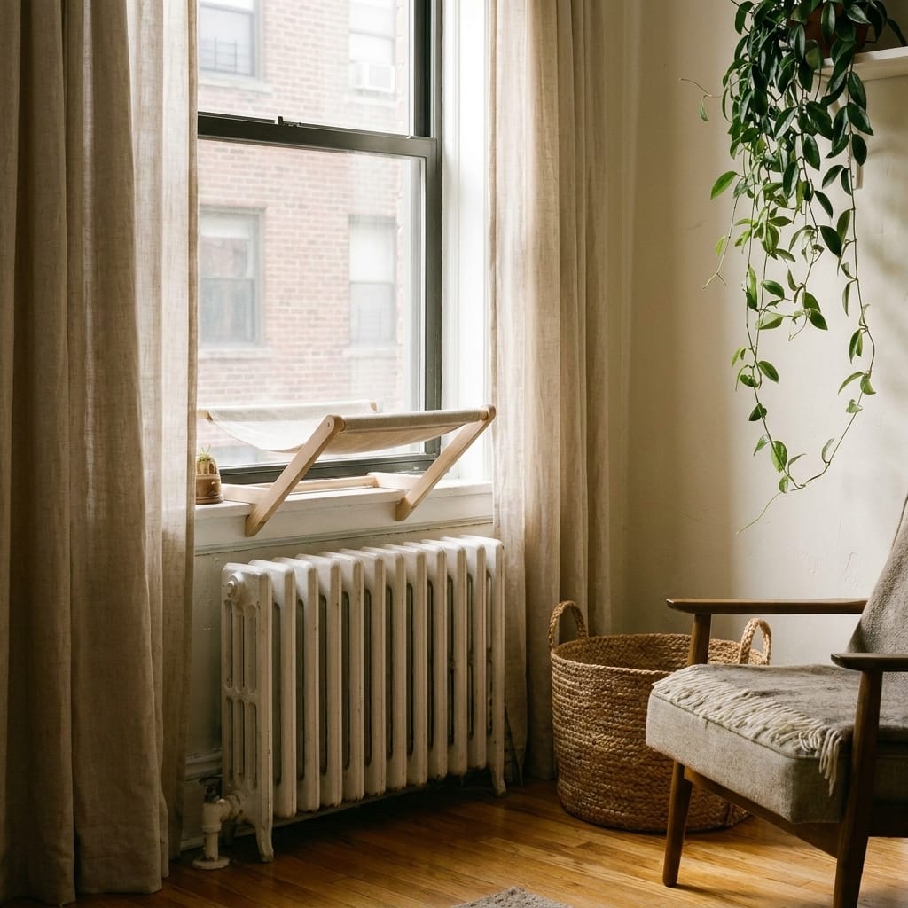 Zakkart Cat Perch for Window Sill in a small modern apartment