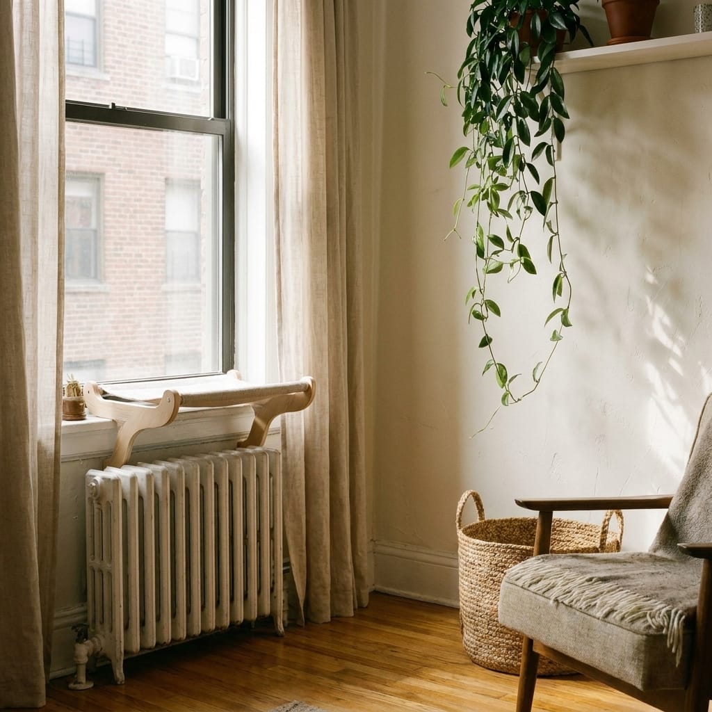 Zoratoo Windowsill Cat Perch in a small modern apartment